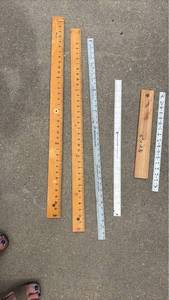 lot 4807 image: Lot of 6 Rulers Wooden Metal Plastic Measuring Rulers