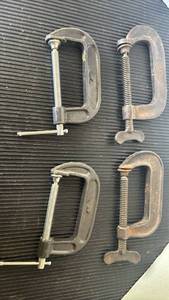 lot 4812 image: C-Clamps 4 Piece Lot Screw Clamp Set