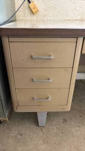 lot 4818 image: Large Metal Desk with Office Chair 29x60x30