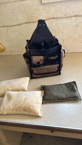 lot 4821 image: CLC Tool Apron Bag with Interior Pockets Shoulder Strap and more