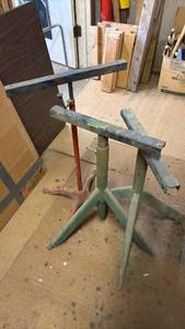 lot 4912 image: Industrial Work Stands with Adjustable Arms and Foot Pedal Base