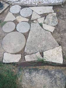 lot 5036 image: Lot of Concrete Pavers and Stepping Stones Mixed Shapes