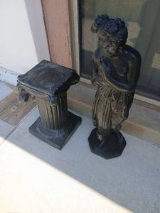 lot 5070 image: 2-Piece Decorative Figurine Set with Pedestal 52 in