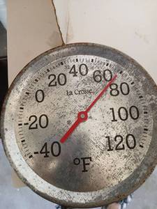 lot 5074 image: La Crosse Analog Thermometer , black milk crate and hose