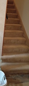 lot 1 image: There are 2 sets of stairs to the basement. One is a straight shot up. The other is narrow with high walls and has a 90 degree turn.