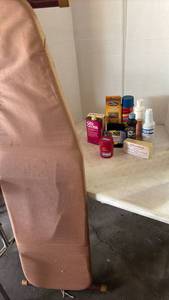 lot 4235 image: Ironing Board with Wood Handle and Cover and Household Items