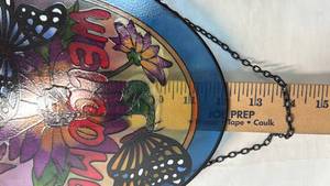 lot 10 image: Stained Glass Welcome Suncatcher Oval Butterfly Flowers