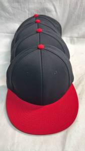 lot 84 image: 4 Baseball Caps Black with Red Visor Fitted XS-SM