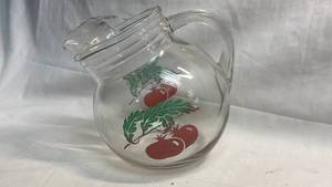 lot 103 image: Glass Pitcher with Fruit and Leaf Motif