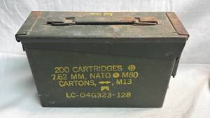 lot 119 image: Military Ammo Can 200 Cartridges 7.62 MM NATO M80 M13 LC-04G323-128