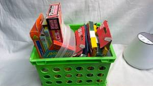 lot 120 image: Cra-Z-Art Marker and Educational Cards Assortment in Green Storage Basket