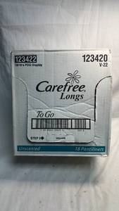 lot 151 image: Carefree Longs Unscented Pantiliners 18 Packs of 18 Count