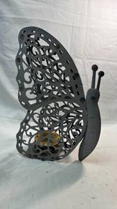 lot 205 image: Decorative Butterfly Figurine with Filigree Wings and Metal Body