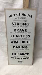 lot 223 image: Star Wars Family House Rules Wood Sign