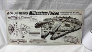 lot 224 image: Star Wars YT-1300 Light Freighter Millennium Falcon Metal Wall Art 21 x 9.75 in