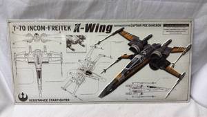 lot 225 image: T-70 Incom-Freitek X-Wing Resistance Starfighter Metal Sign 21 x 9.75in
