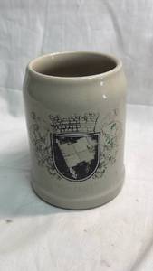 lot 62 image: Ceramic Beer Stein 0.5L with Coat of Arms Decoration K.S.