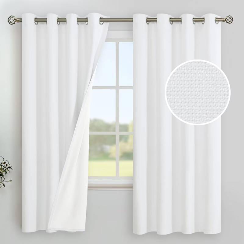 lot 1344 image: YoungsTex White Linen 100% Blackout Curtains 72 Inch Length for Bedroom, Thermal Insulated Drapes with Grommet Room Darkening Energy Saving for Living Room, 2 Panels, 52 X 72 Inch - Retail $41