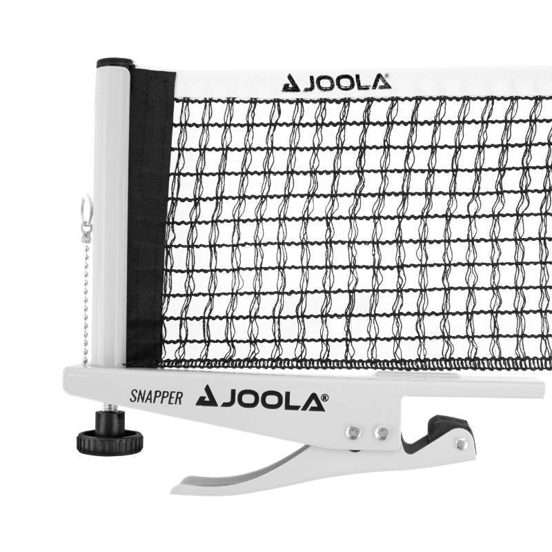 lot 1416 image: JOOLA Snapper Professional Table Tennis Net and Post Set - Portable and Easy Setup 72 Regulation Size Ping Pong Spring Activated Clamp Net, Silver - Retail $40