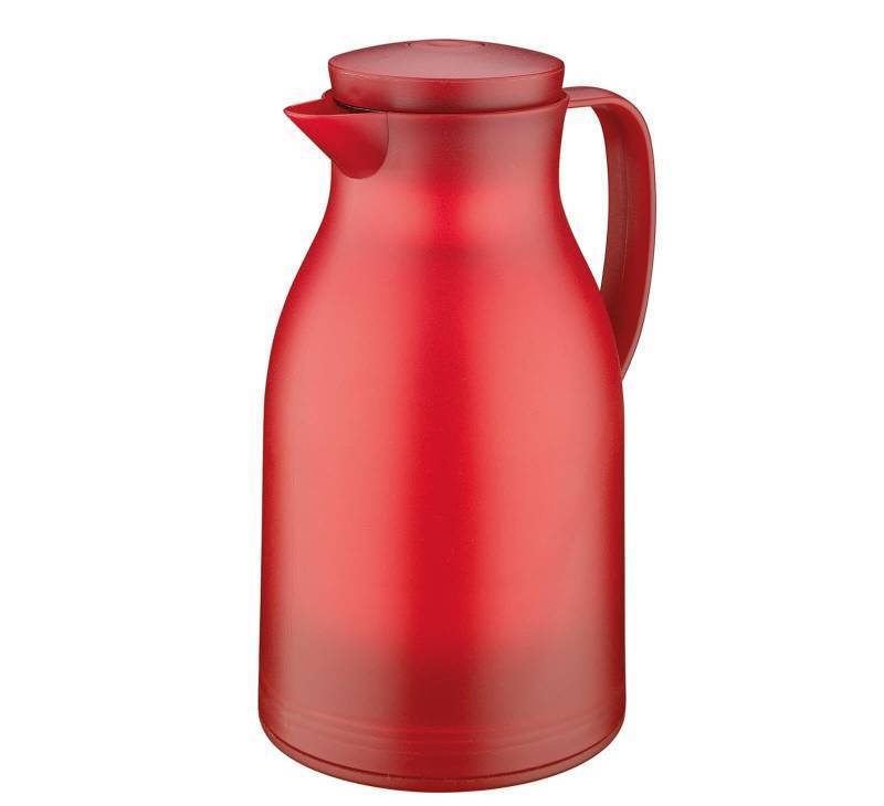 lot 7348 image: Cilio Monza Insulated Tempered Glass Core Beverage Server-HotCold Carafe-Coffee Pitcher, Red, 34-Ounce - Retail $39