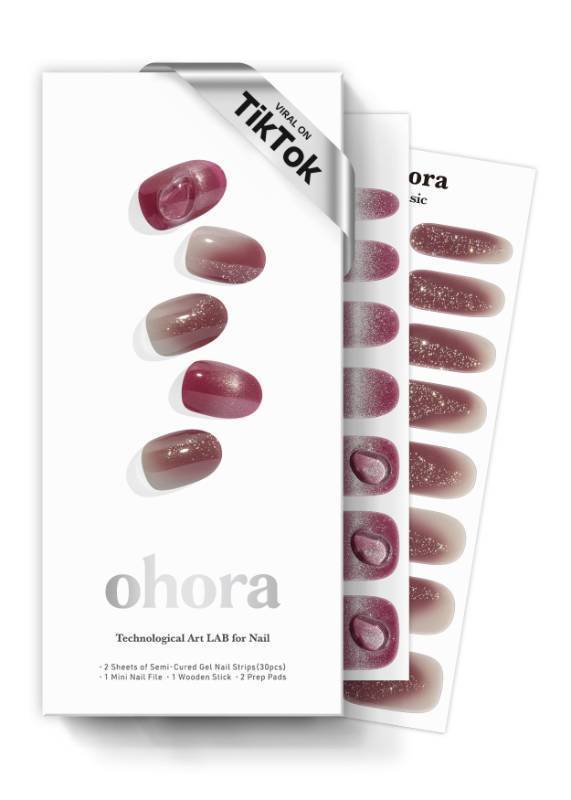 lot 7405 image: ohora Semi Cured Gel Nail Strips (N Grape Glaze) - Works with Any Nail Lamps, Salon-Quality, Long Lasting, Easy to Apply & Remove