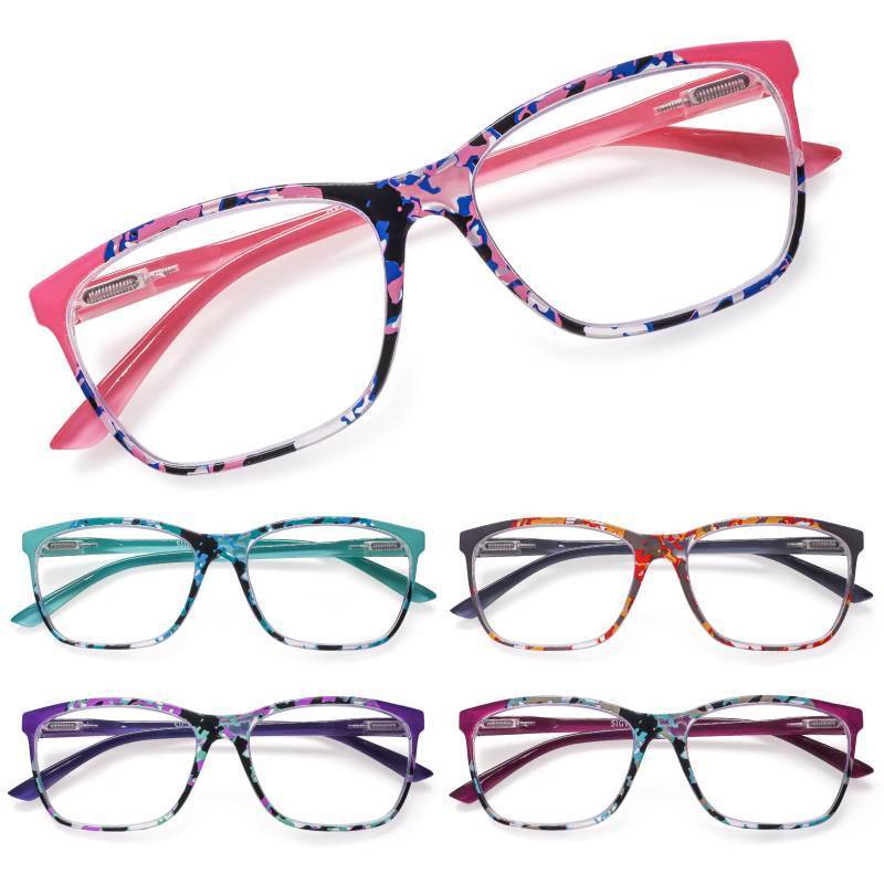 lot 13539 image: SIGVAN Ladies Reading Glasses Blue Light Blocking Spring Hinge Fashion Pattern Print Eyeglasses for Women (Multicolour 7, 4.00, x) - Retail $15