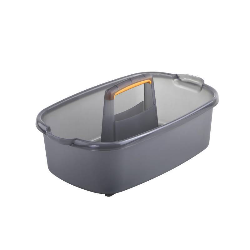 lot 13549 image: Casabella Cleaning Storage Caddy with Handle Plastic Multipurpose Organizer, Rectangle, 1.85-Gallon, Gray - Retail $29