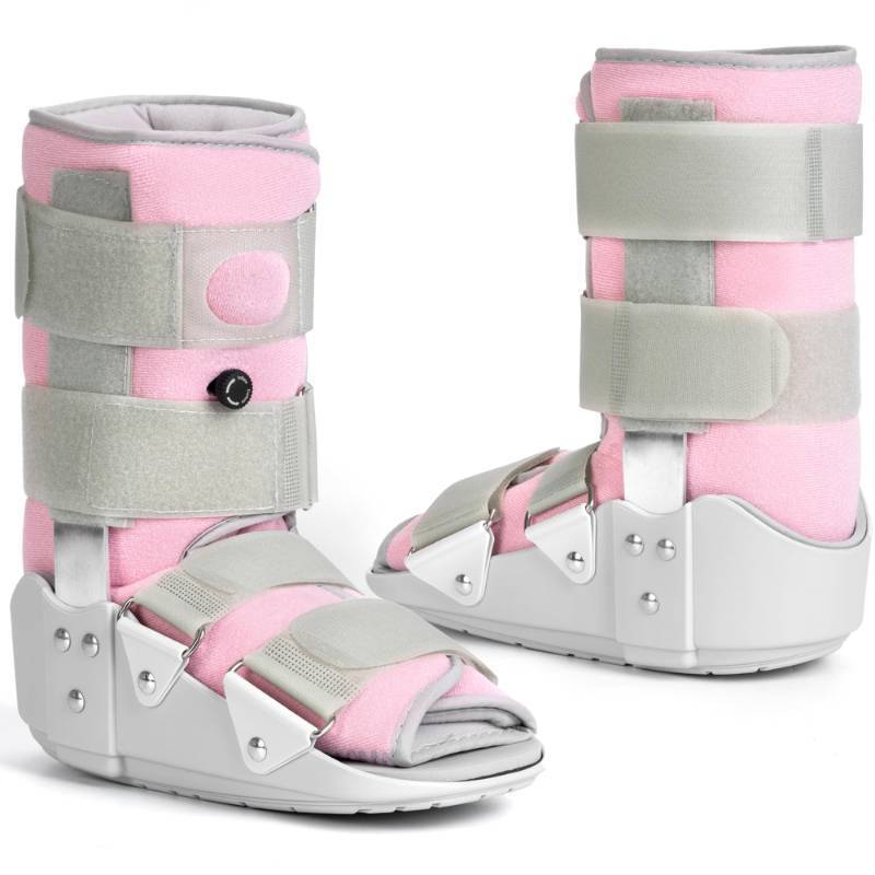 lot 1475 image: Medibot Medical Grade Fracture Boot - Adjustable Walking Cast for Foot & Ankle Injuries Secure Support for Broken Foot or Severe Sprain,Womens Medium,Grey & Light Pink,Fits womens Shoe Size 7-10 - Retail $41