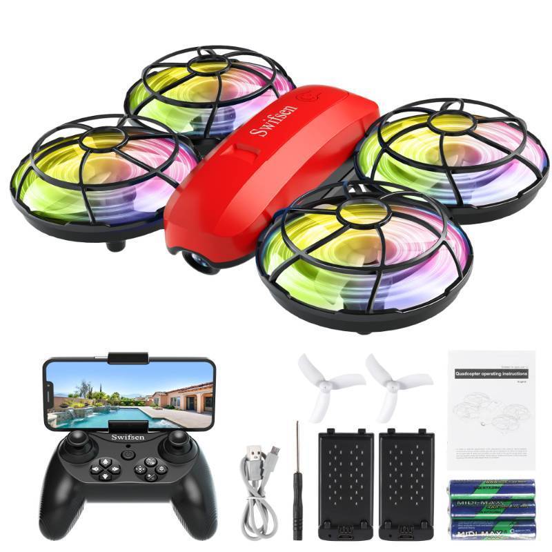 lot 15294 image: Swifsen Drone with Camera for Kids and Beginner,Birthday Gift Toy for Boys and Girl,Indoor Quadcopter Plane for Boy,Small Helicopter with Auto Hovering, 3D Flips, Headless Mode,2 Batteries - Retail $40