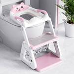 Orzbow Potty Training Seat with Step Stool Ladder for Toddlers, 7 Height Adjustable 2-in-1 Potty Training Toilet for Boys Girls, Splash Guard, Non-Slip, Stable Triangular Fits Most Toilets, Pink - Retail: $27