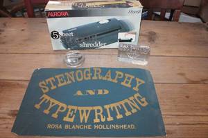 lot 1885 image: Vtg. Paperweights, Sign and Shredder untested