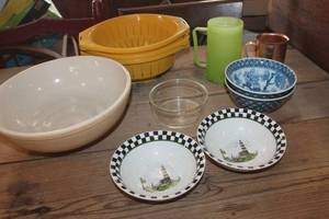 lot 2042 image: Lg. Vintage Crock Bowl & More