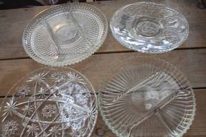 lot 2044 image: Vintage Cut Glass Serving Platter and More