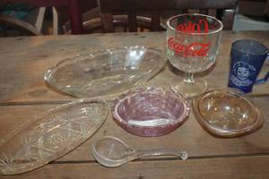 lot 2045 image: Vintage Cut Glass Relish Dish & More