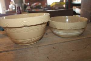 lot 2060 image: Antique Crock Bowls