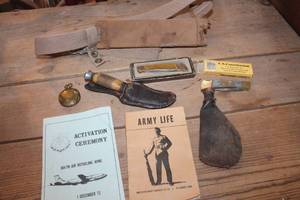 lot 2071 image: Antique US Compass, Mililtary Pocket Knives & More