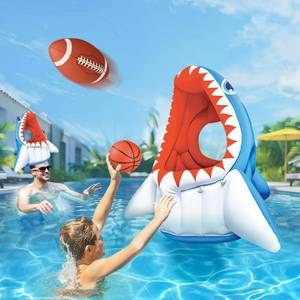 lot 706 image: iPlay, iLearn Kids Shark Pool Toy, 3-in-1 Inflatable Pool Game Basketball Football Hoop Balls Toss Game, Toddler Floating Water Toy, Outdoor Yard Beach Summer Party Gift 3 4 5 6 7 8 Year Old Boy Girl - Retail $23