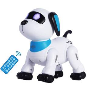 lot 712 image: yiman Remote Control Robot Dog Toy �� Programmable Smart Robot Dog for Kids 3, Interactive Dancing & Sound, RC Stunt Toys with LED Eyes, Electronic Pet Toy for Boys & Girls Gifts (Blue) - Retail $30
