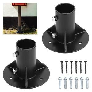 lot 725 image: Cskunxia 2Pcs Round Posts Base Bracket 2 Base Flange Chain Link Fence Flange Heavy Solid Pole Floor Flange for Holding Fence Mailbox Pergola Railing Deck Round Posts (OD 1-78) with Screws - Retail $36