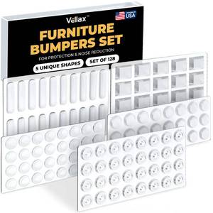 lot 730 image: SEE PHOTOS FOR PIECES Clear Cabinet Bumper Pads �� Self-Adhesive Silicone Set with 5 Unique Shapes for Doors, Drawers & Furniture �� Premium Sound Dampening Pads for Surface Protection - Retail $10