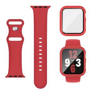 lot 731 image: Adorique 3-in-1 Compatible for Apple Watch Band 40mm 41mm 42mm, Soft Silicone Sport Strap for iWatch Series SE 10 9 8 7 6 5 4 3,Red - Retail $10