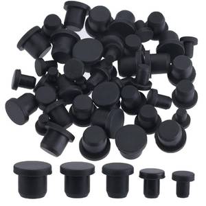 lot 732 image: GORGECRAFT 50PCS 5 Sizes Silicone Hole Plug Black Round Rubber Waterproof Button Hole End Covers Soft Flexible Stopper Fit for 4-9.5mm Inner Diameter Hole Bottles Pipes Flower Pots - Retail $7
