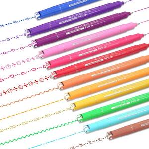 lot 734 image: AOROKI 12 Colored Curve Highlighter Pen Set, 10 Different Shapes Dual Tip Markers Cool Pens for Journal Planner Scrapbook Art Office School Supplies for Kids Adults Journaling Drawing Note Taking - Retail $13