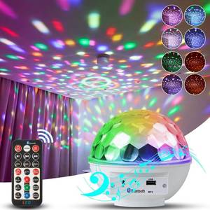 lot 760 image: LLUOTE Disco Ball Lights RGB Sound Activated Strobe Rotating Party Stage Lights, Built-in Bluetooth Speaker, for Adult Home Theater,Room Decoration,Halloween Christmas Gift, Birthday Gift, Karaoke - Retail $24