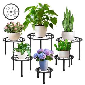 lot 768 image: Sbosbo 6 Pack Metal Plant Stands, Heavy Duty Plant Stand for Indoor Outdoor, Anti-Rust Iron Flower Pot Stands Outdoor Plant Holder, Potted Plant Shelf for Living Room Balcony Garden Patio, Black - Retail $26