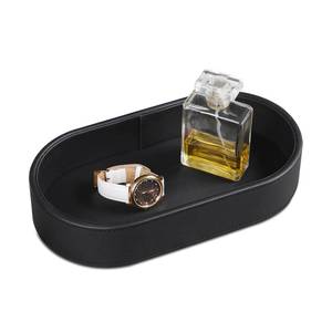 lot 771 image: NICLNGSH Oval Desk Valet Tray, PU Leather Perfume Dish Bowl for Keys Wallet Watch, Decorative Trinket Vanity Jewelry Tray, Entryway Nightstand Organizer Women Men (Black) - Retail $18