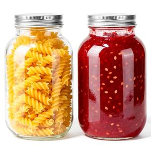 lot 774 image: Kxuhivc Mason Jars with Lids 32 oz, 2 Pack Regular Mouth Glass Canning Jars for Food Storage, Juice, Jam, Candies, Snack - Retail $10