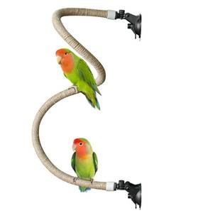 lot 777 image: Suction Cup Rope Bird Perch - Bendable Parrot Standing Toy for Climbing & Grinding, Engagement Toys for Window, Bath, Car, Travel, Birdcage Accessories for Small & Medium Bird - Retail $17