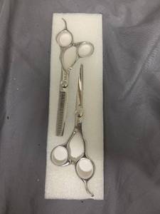lot 778 image: ULG Hair Cutting Scissors Thinning Shears Kit, Professional Barber Hairdressing Salon Razor Edge Scissor, Japanese Stainless Steel 6.5 inch - Classic Steel - Retail $47