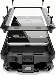 lot 797 image: Marrkey Compatiable with iPhone 17 Pro Max Case,360 Full Body Protective Cover Heavy Duty Shockproof Tough Armour Aluminum Alloy Metal Case with Silicone Built-in Screen Protector - Black - Retail $23